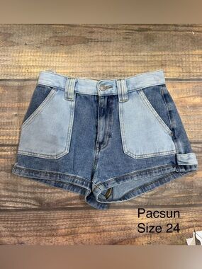 PacSun Two-Tone Blue Denim Shorts